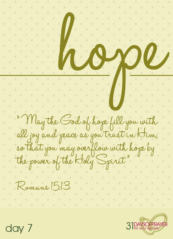 hope, 31 Days of Prayer for your Spouse, Edy Sutherland, Family Matters